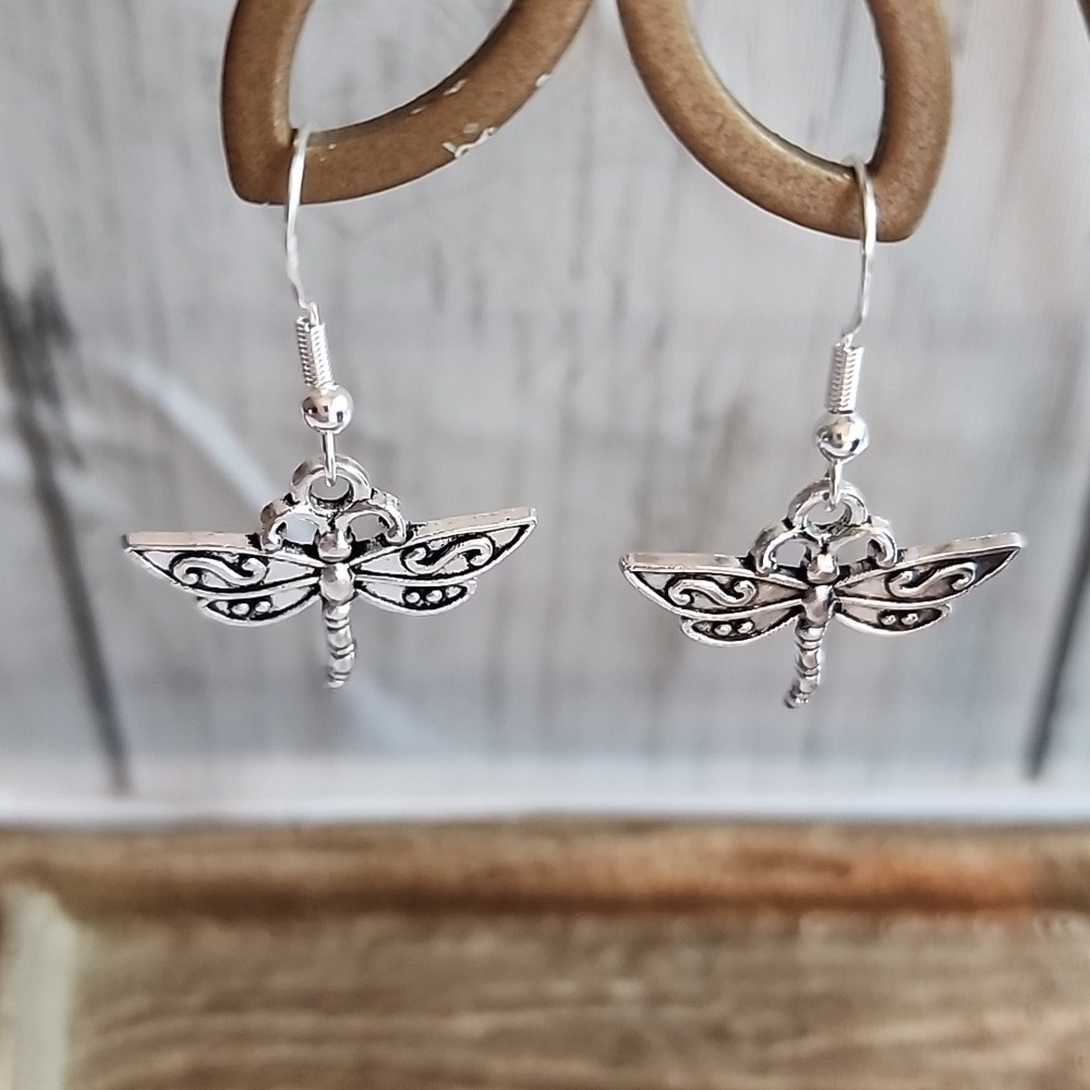 Dragonfly Earrings 925S Sterling Hooks EB
